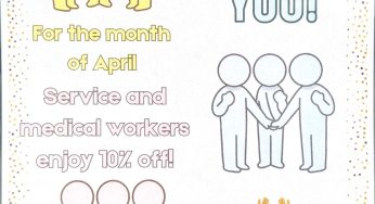 Service and Medical Workers take 10% off for the month of April